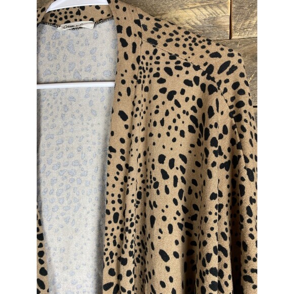 Cream n Sugar Women's XL Leopard Print Open Front Sweater Cardigan - Picture 3 of 10